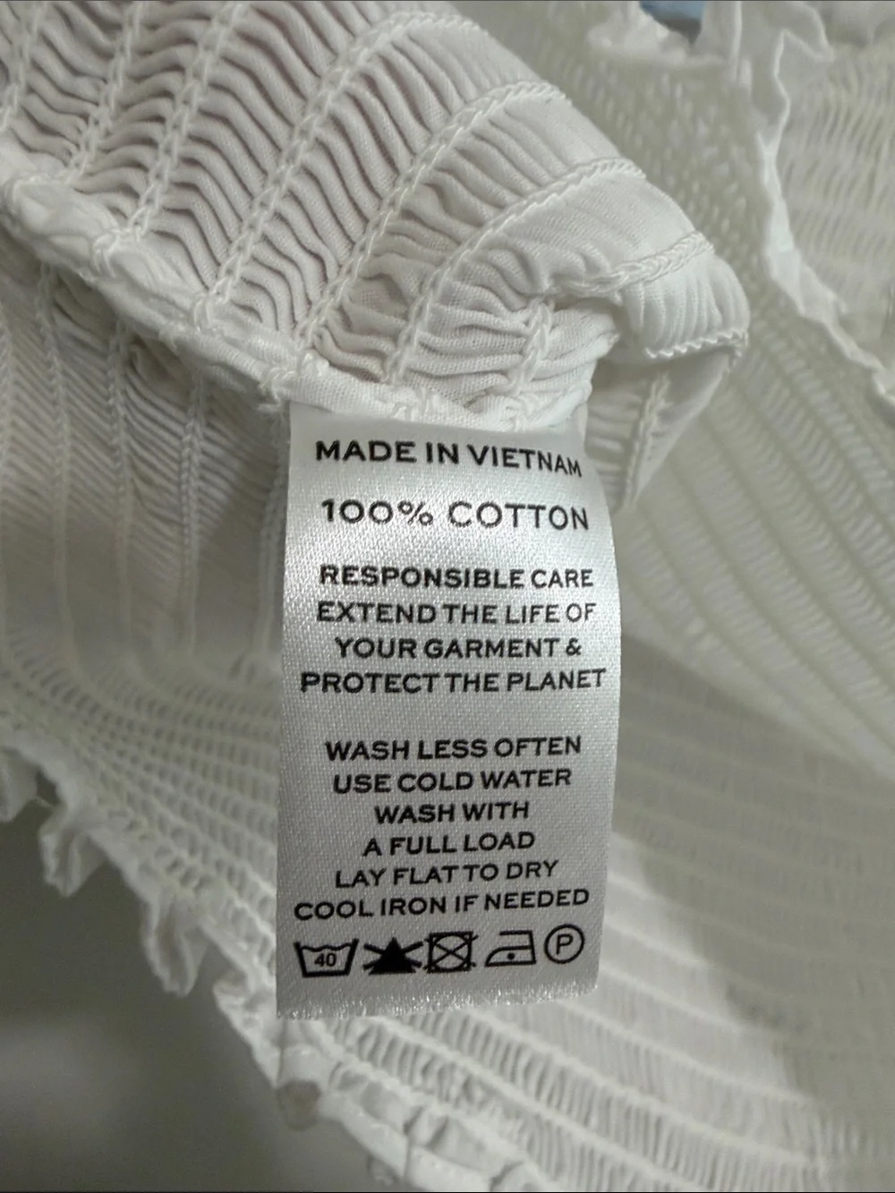 Hill House Aiko White Short Puff Sleeve Smocked Scoop Neck Blouse Top Womens XS